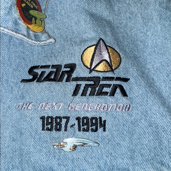 Rare Vintage 1984-1995 Authentic Star Trek "USS Voyager" Crew Denim Vest -Size L - Picture 3 of 10